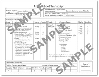 Custom High School Transcript – Piedmont Education Services